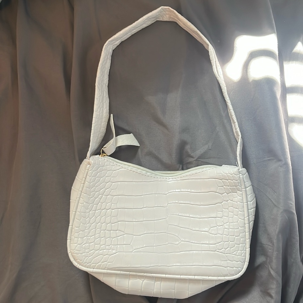white pu leather fashionable minimalist french bread bag